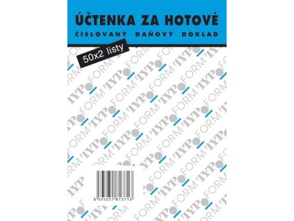 110036 MSK Účtenka za hotové, A6 , 2 x 50 listů,číslovaný, Samopropis