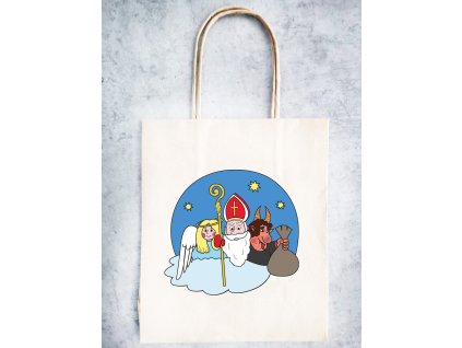 Papírová taška Mikuláš - bílá barva 220x100x350mm  Katalogové číslo: 501623       EAN: 8594201841415