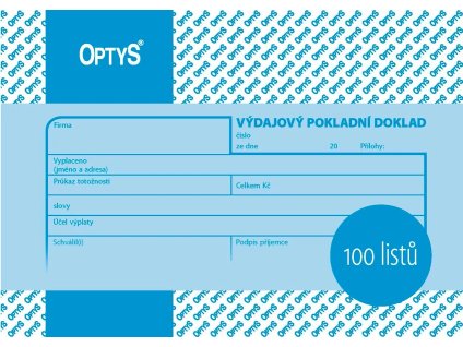 110001 OPTYS Výdajový doklad, A6, 100 listů