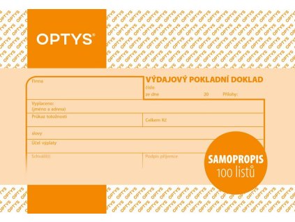 Výdajový doklad A6, samopropisovací, 100 listů  Katalogové číslo: 110011     EAN: 8590384108307