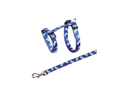 Postroj pro kočku motiv LEBKA 27-46 cm/10 mm/1,20 m