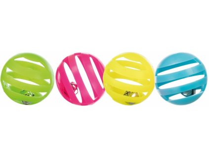 Sada 4 ks plastových míčků s rolničkou 4 cm