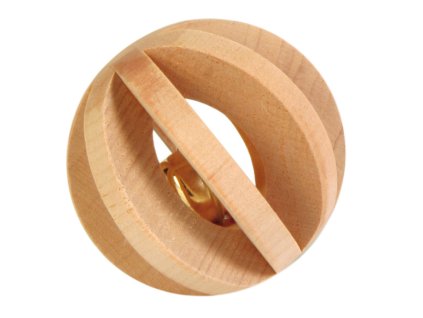 Dřevěný míček s rolničkou, hračka pro morče, králíka 6 cm