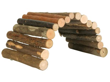 Dřevěný most z kulatých dřívek, pro myši a křečky, 22 x 10 cm