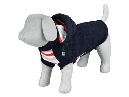 Tmavě modrá vlněná vesta s náplety ASSISI