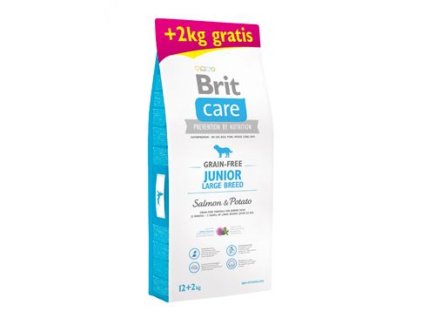 Brit Care Grain-free Junior Large Breed Salmon & Potato 12 + 2kg ZDARMA