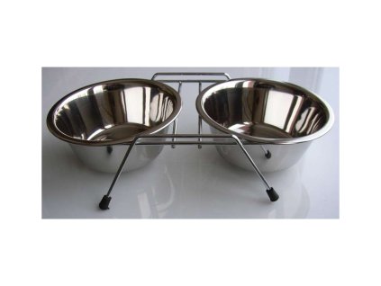 Nerezové misky dvojité ve stojánku 2x0,45l