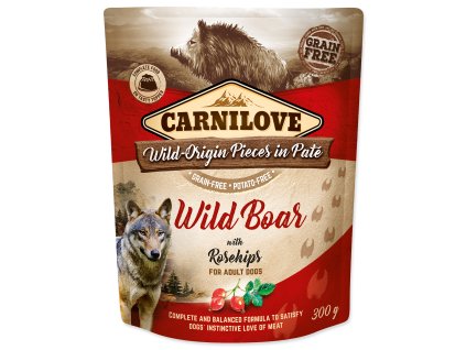 Kapsička CARNILOVE Dog Paté Wild Boar with Rosehips 300g