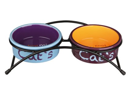 Set keramických misek se stojánkem 2 × 0,3 l / ø 12 cm světle modrá/oranžová/fialová