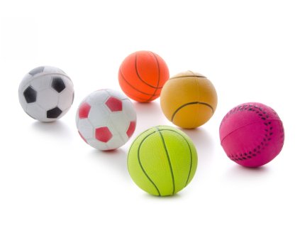 Gumové míčky v síťce mix - 6,3 cm - 6 ks