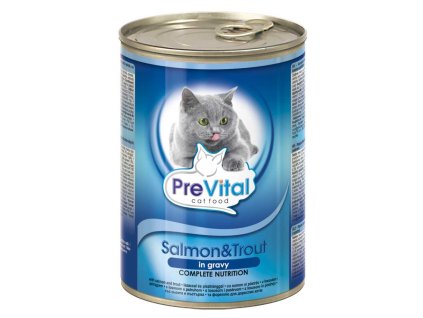 PreVital kočka losos a pstruh v omáčce, kousky 415 g