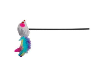 Plastová udice - myška s péřovým ocasem 50 cm