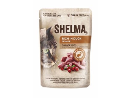 SHELMA Cat kapsička kachní s brusinkami v omáčce 85 g