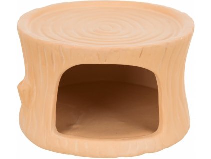 Keramický domek Tree Trunk - pařez, pro křečky, 11 x 6 x 10 cm, terakota