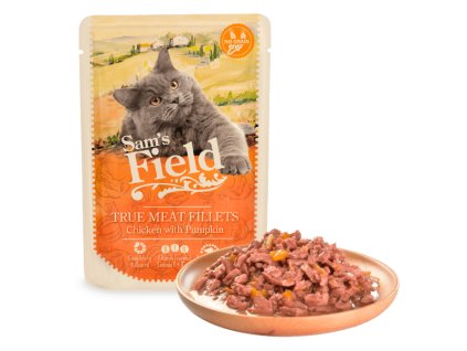 Sams Field True Meat Fillets Chicken with Pumpkin, kapsička pro kočky 85 g
