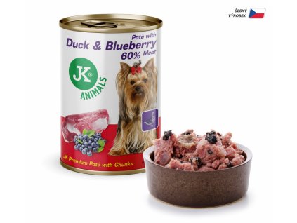JK prémiová konzerva, kachní s borůvkami