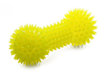 Hračka pro psa TPR – žlutá činka s bodlinami, odolná (gumová) pískací z termoplastické pryže
