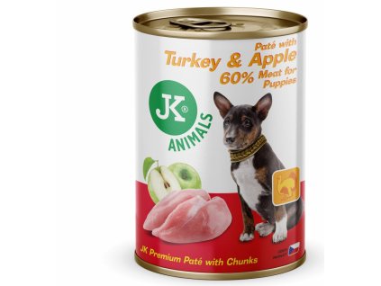 Turkey & Apple, Premium Paté with Chunks, prémiová masová konzerva pro štěňata