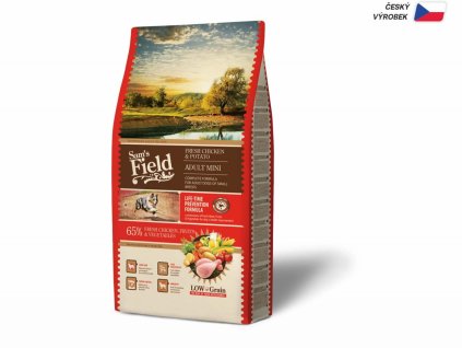 Sam's Field Low Grain Adult Mini Chicken & Potato, superprémiové granule pro dospělé psy všech mini a malých plemen, 8 kg