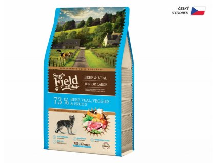Sam's Field Gluten Free Beef & Veal Junior Large, superprémiové granule pro štěňata a mladé psy velkých a obřích plemen, 2,5 kg