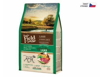 Sam's Field Low Grain Junior Large Lamb - Free Range, superprémiové granule pro štěňata a mladé psy velkých plemen s jehněčím z volného chovu, 2,5 kg