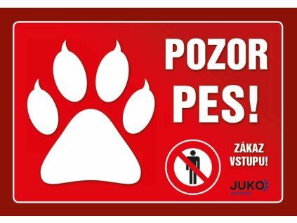 Cedulka Juko POZOR PES
