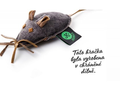 Malá textilní myška, šedá, 12 cm