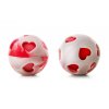 Valentýnská hračka dva míče se srdíčky z TPR pryže, růžová, pískací, 7 cm, velmi odolná hračka