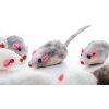 Malé myšky, 12 ks, chlupatá hračka pro kočky z pravé králičí kožešiny