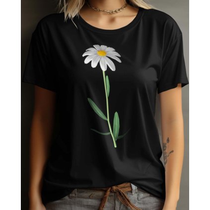 i a l d france tshirt femme col rond fleur black 1