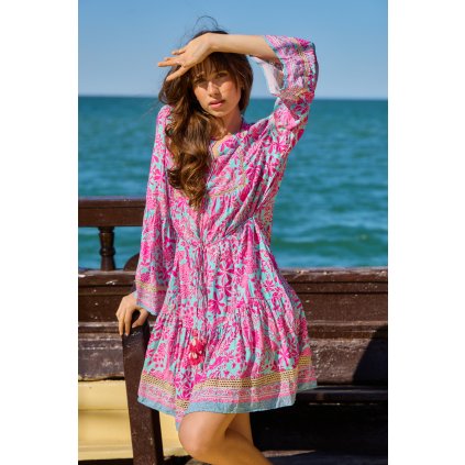 Šaty se zlatým potiskem s dlouhým rukávem PARIS