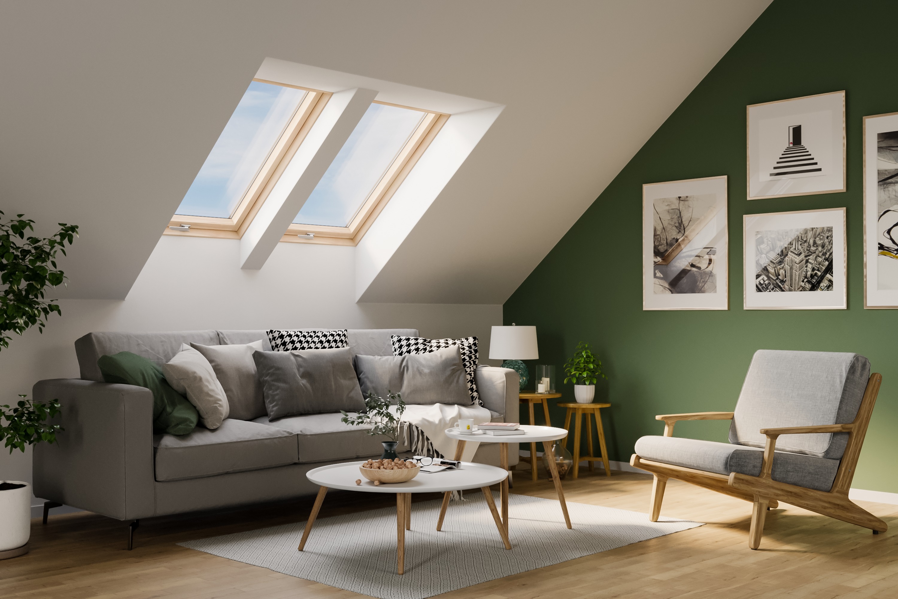 Dřevěné střešní okno s trojsklem Rooflite TRIO PINE