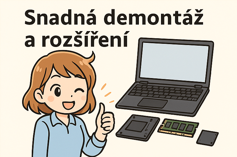 Možnost rozšíření – snadný přístup k RAM a disku