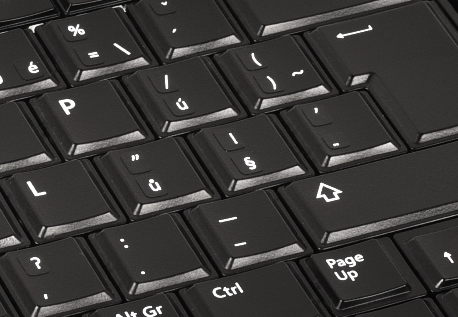 Ukázka počeštěné klávesnice na notebooku