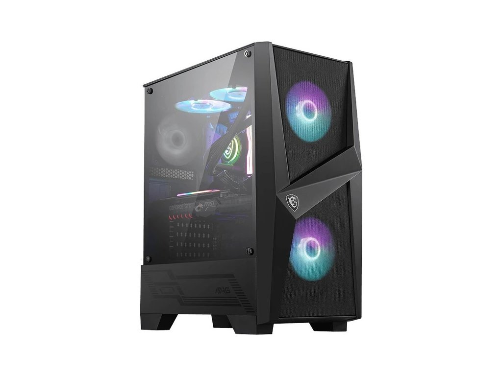 MSI MAG FORGE 100R vyobrazení hlavní fotky z mírného nákldu na herní počítač od ImportPc.cz v parametrech Core i7-13700K (16×3.40-5.40 GHz) • 32GB • 1TB SSD • GeForce RTX 3080 • Win 11 Pro