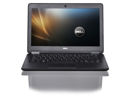 Repasovaný Dell Latitude E7250 – otevřený notebook s matným 12,5″ displejem, firemní klávesnicí a touchpadem, focený z čelního pohledu na bílém pozadí