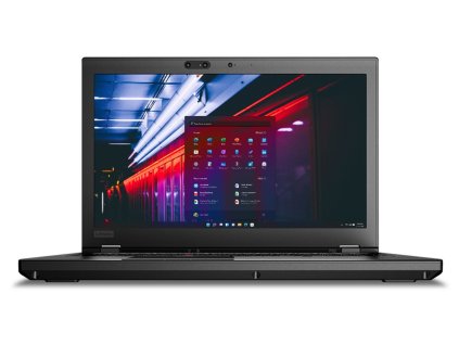Repasovaný Lenovo ThinkPad P52 – otevřená pracovní stanice s matným displejem, numerickou klávesnicí a trackpointem, zobrazená z čelního úhlu