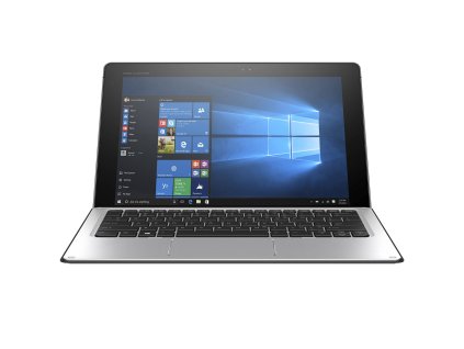HP Elite x2 1012 G1 – 12,5'' repasovaný dotykový notebook 2 v 1 s odnímatelnou klávesnicí, tenkým stříbrným designem a systémem Windows 10 na obrazovce. 