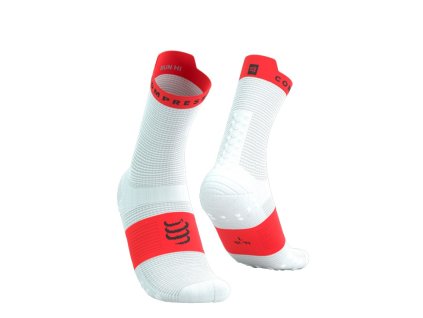 pro racing socks v4 0 run high white fluo red t2