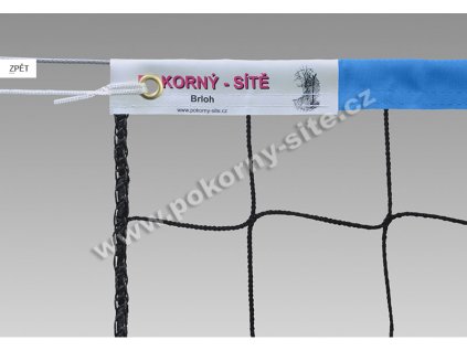Volejbalová síť Ekonom - oranžová/modrá páska, dopnutí pomocí záseku, šňůrka 5mm