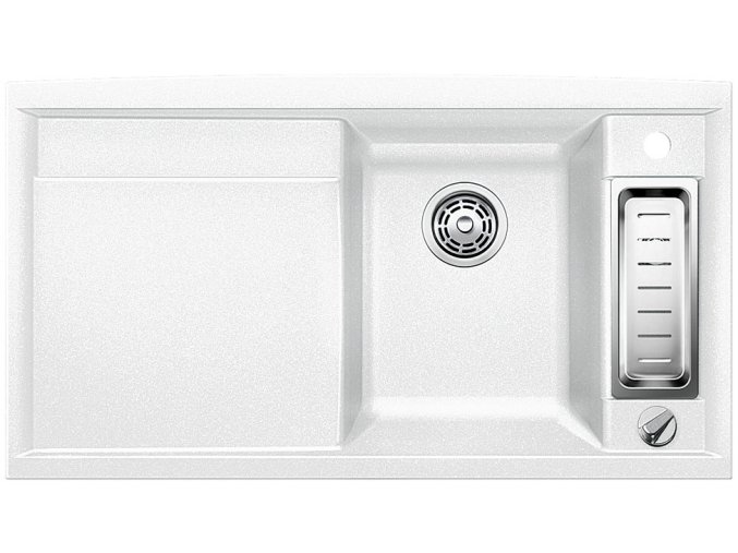 Granitový dřez Blanco AXIA II 5 S bílá s excentrem přísluš. ano 516805  + Sanitární silikon + Designové masivní dřevěné krájecí prkénko z akácie