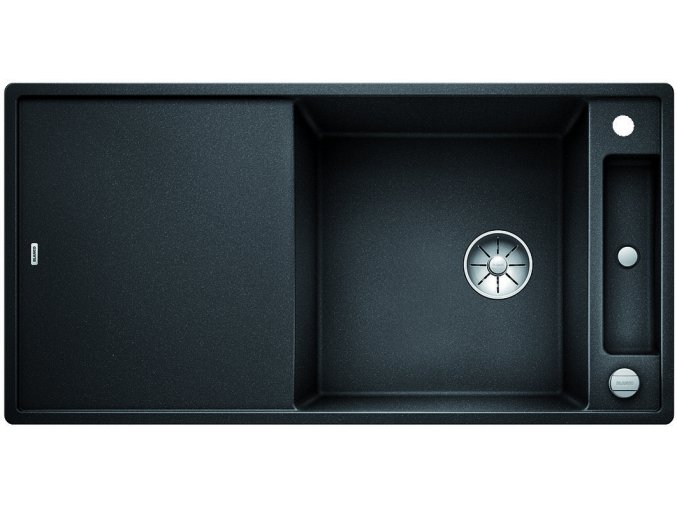 Granitový dřez Blanco AXIA III XL 6 S InFino antracit + skleněná krájecí deska a excentr 523510  + Sanitární silikon + Designové masivní dřevěné krájecí prkénko z akácie