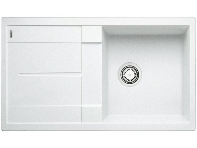 Granitový dřez Blanco METRA 5 S bílá 513205  + Sanitární silikon + Designové masivní dřevěné krájecí prkénko z akácie