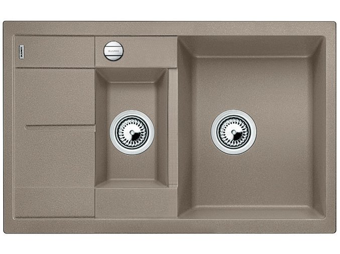 Granitový dřez Blanco METRA 6 S Compact tartufo s excentrem 517353  + Sanitární silikon + Designové masivní dřevěné krájecí prkénko z akácie