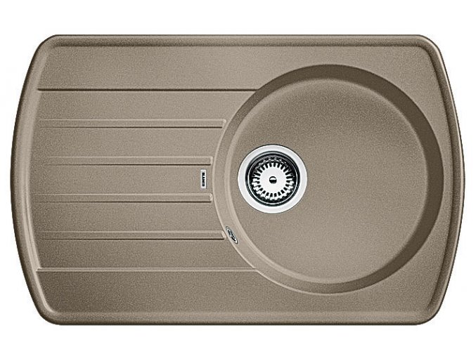 Granitový dřez Blanco RONDOVAL 45 S tartufo 517519  + Sanitární silikon + Designové masivní dřevěné krájecí prkénko z akácie