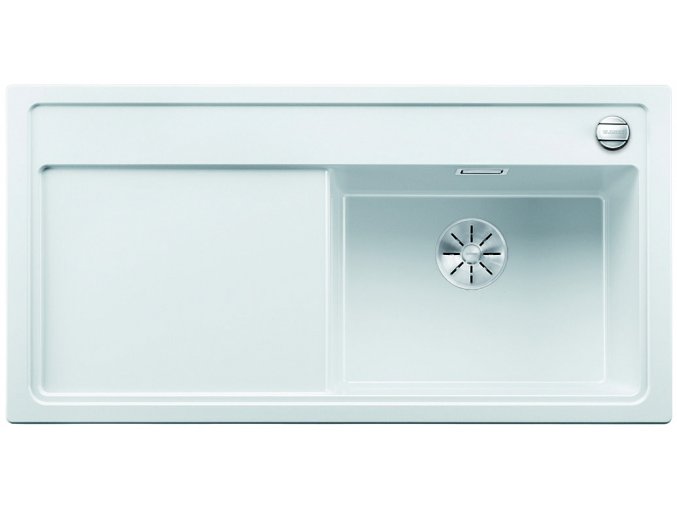 Granitový dřez Blanco ZENAR XL 6 S InFino bílá dřez vpravo s excentrem 523968  + Sanitární silikon + Designové masivní dřevěné krájecí prkénko z akácie