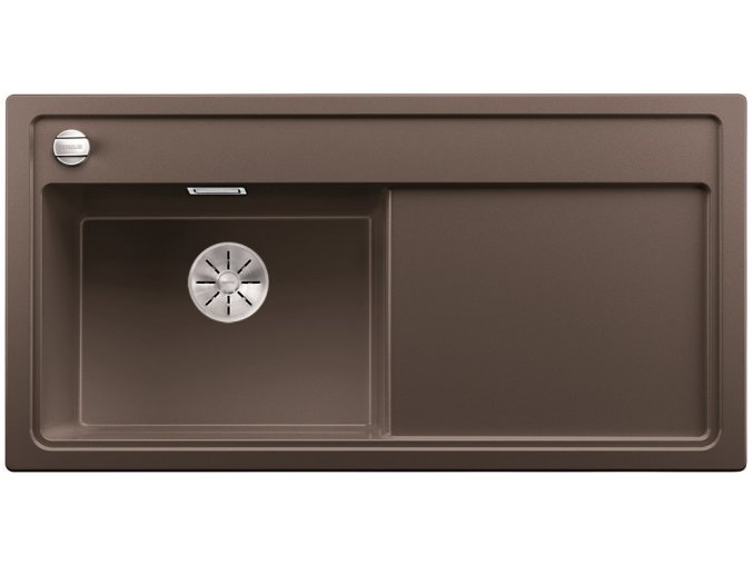 Granitový dřez Blanco ZENAR XL 6 S InFino káva dřez vlevo s excentrem 524011  + Sanitární silikon + Designové masivní dřevěné krájecí prkénko z akácie
