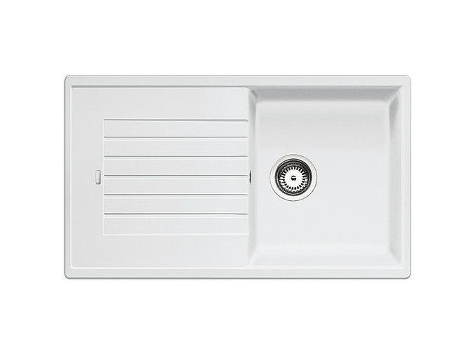 Granitový dřez Blanco ZIA 5 S bílá  + Sanitární silikon + Designové masivní dřevěné krájecí prkénko z akácie