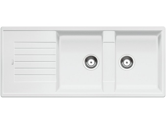 Granitový dřez Blanco ZIA 8 S bílá 515597  + Sanitární silikon + Designové masivní dřevěné krájecí prkénko z akácie