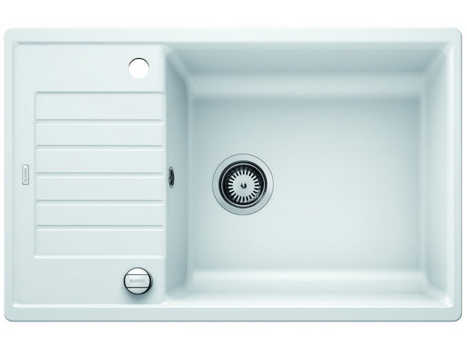 Granitový dřez Blanco ZIA XL 6 S Compact bílá s excentrem 523267  + Sanitární silikon + Designové masivní dřevěné krájecí prkénko z akácie
